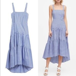 Banana Republic Poplin Tiered Maxi Dress size 14 Poplin Cotton High-low design
